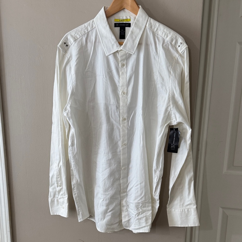 INC International Concepts Men's White Button-Down Shirt
